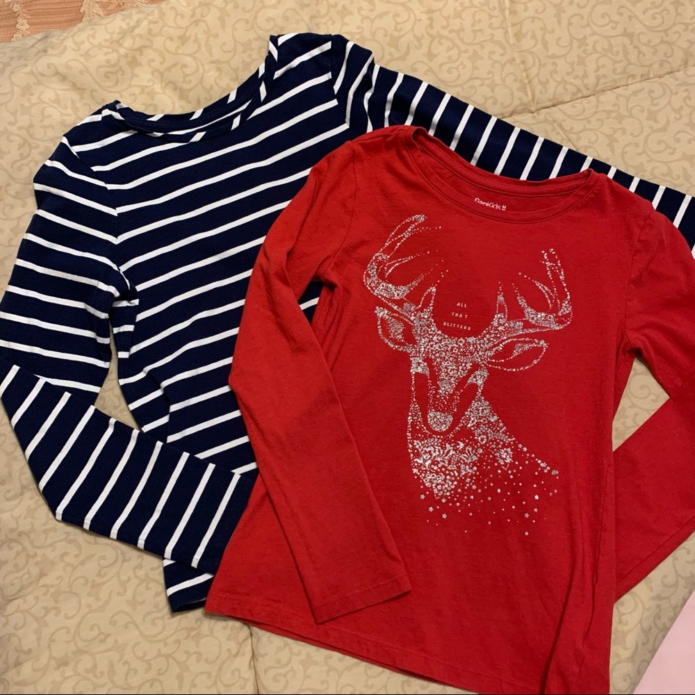 •Gap Kids/Lands’ End• Set of Two Long Sleeved Tops for Girls - Size Medium